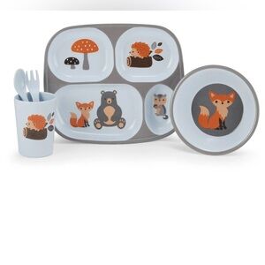 Kids Woodland Animal Dinnerware Monbebe 5-piece Kids Mealtime Set, Woodland